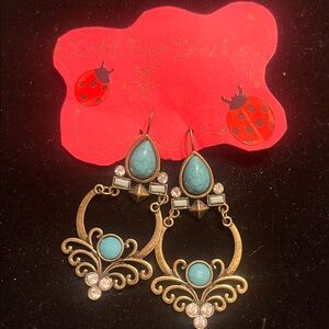 Elegant Gold and Turquoise Earrings